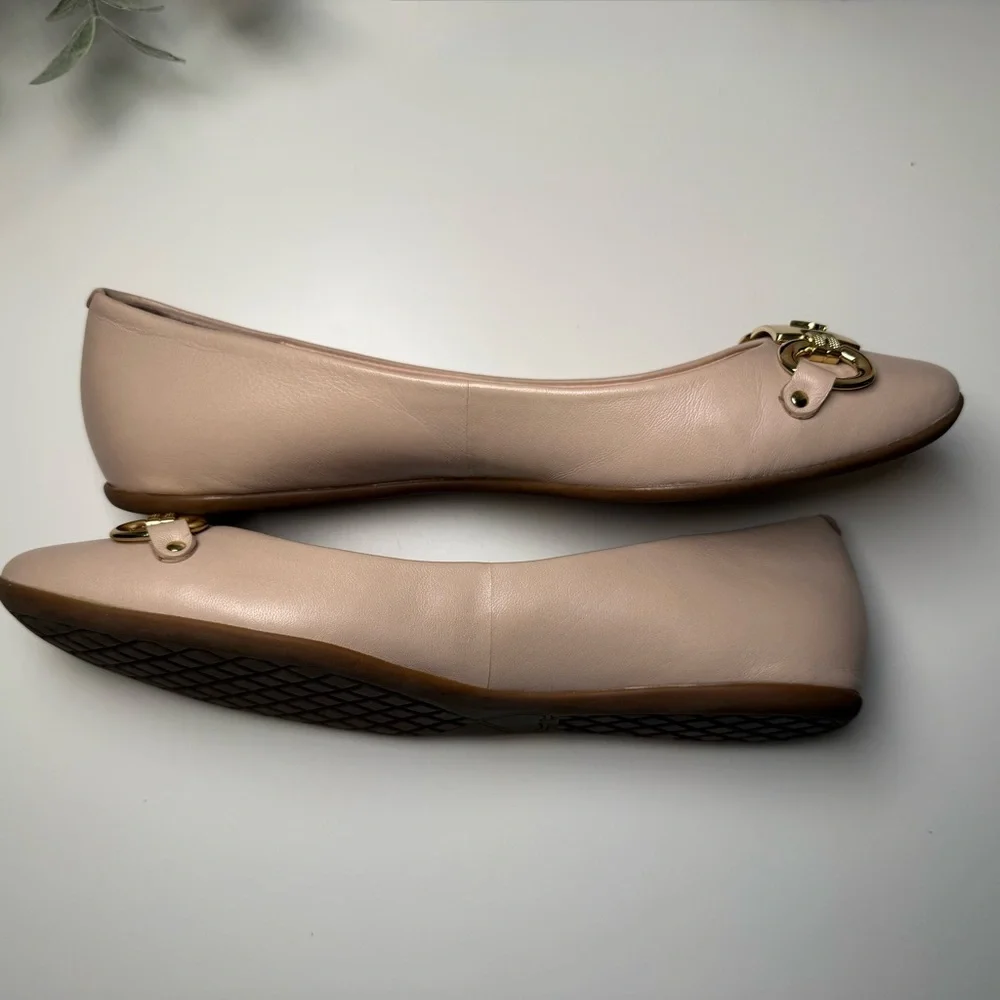 Kate Spade New York Phoebe Blush Pink Leather Ballet Flats Size 9.5M Preppy Chic
